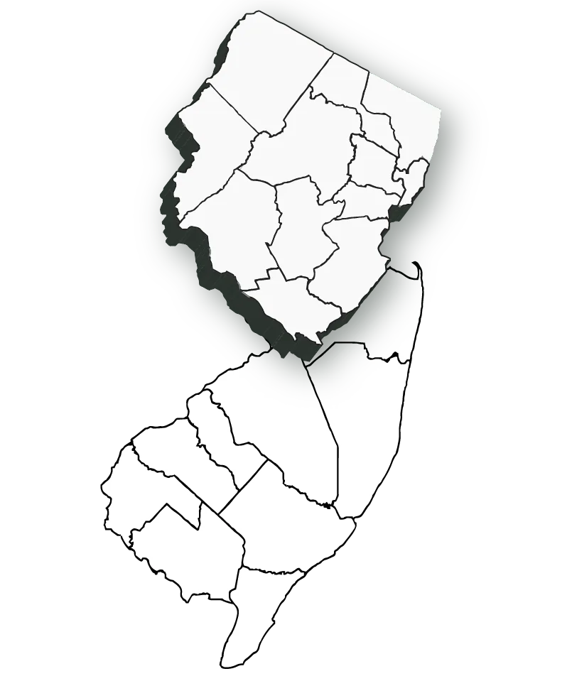 Map of the Northern and Central New Jersey counties Marrone Pest Management serves